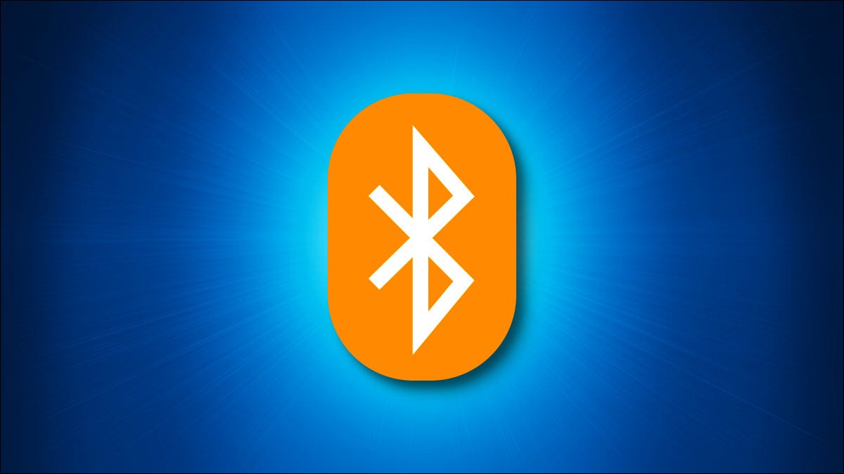 Um logotipo Bluetooth laranja em um fundo azul