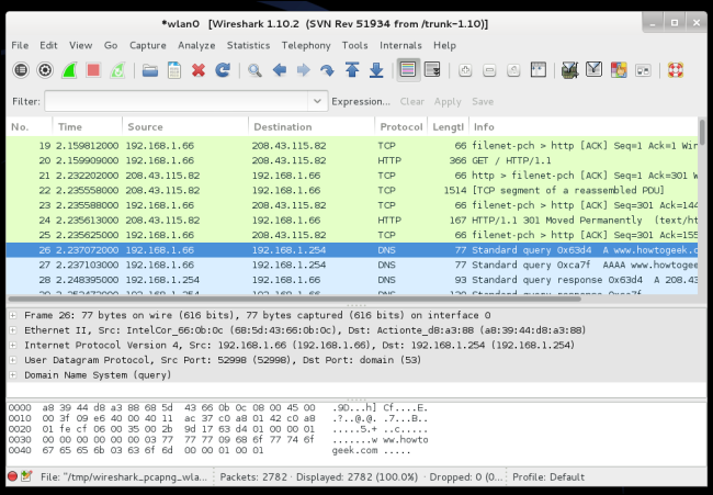 O Wireshark pode ser usado para inspeção de pacotes.