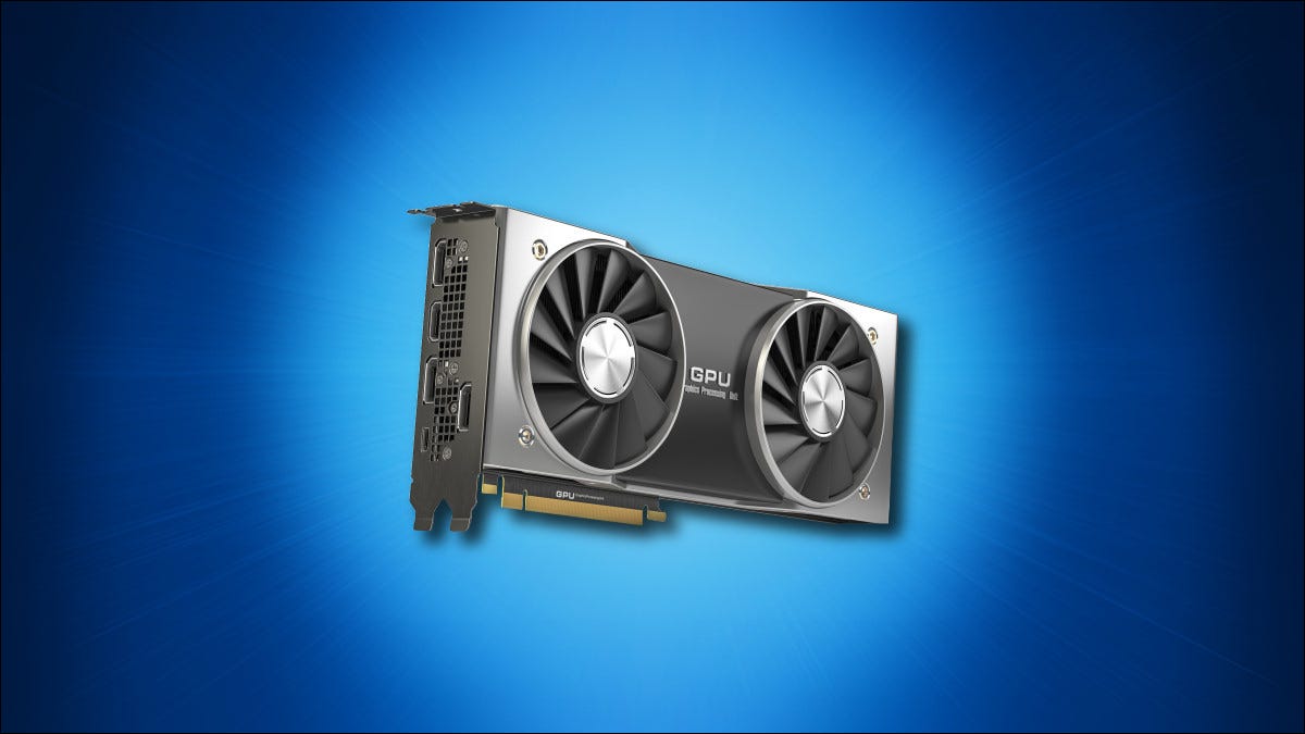 A GPU card on a blue background