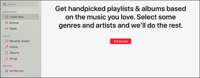 Solicitar a configuração do perfil do Apple Music no macOS