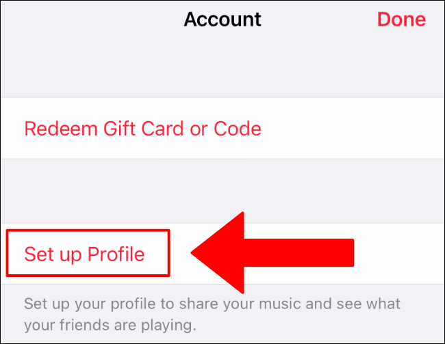 Encontre o prompt para configurar o perfil do Apple Music no iPhone