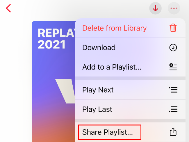 Compartilhando uma playlist da Apple Music no iPhone