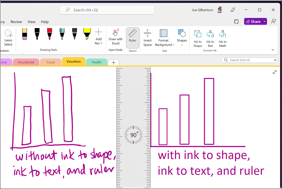 Ferramentas de desenho do OneNote