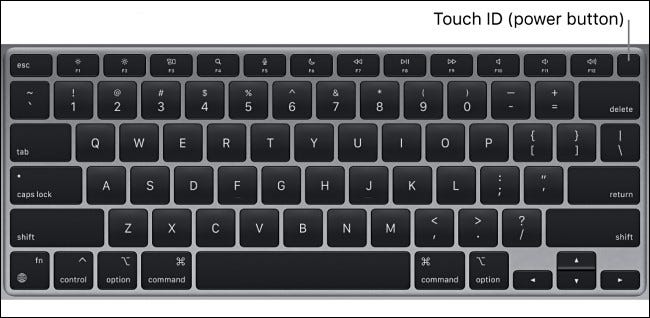 O MacBook Air Touch ID e botão liga/desliga