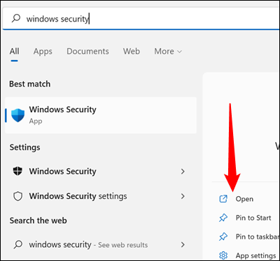 Digite “Segurança do Windows” na pesquisa da barra de tarefas.