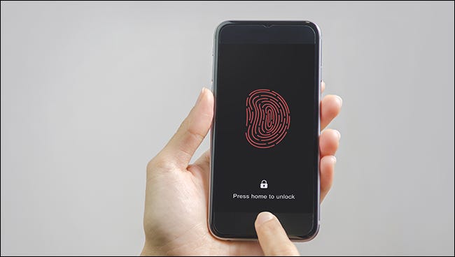 Uma pessoa usando o Touch ID em um iPhone.