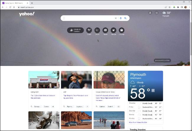 A página inicial do Yahoo