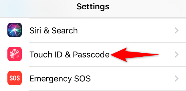 Selecione "Touch ID e senha".