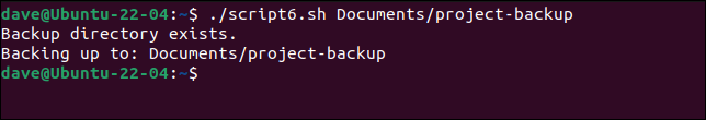 script6.sh reutilizando um diretório existente