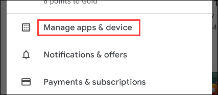 Toque em "Gerenciar aplicativos e dispositivos".