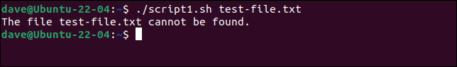Executando script1.sh em um arquivo que não existe