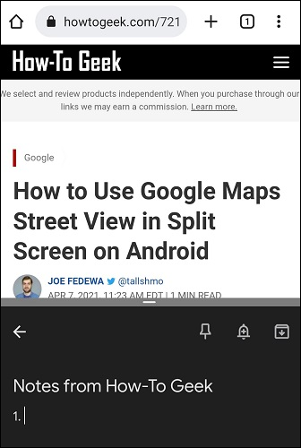 Dois aplicativos abrem em uma tela no Android.