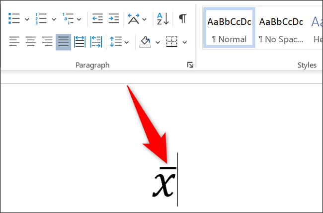 Insira o símbolo da barra X no Word.