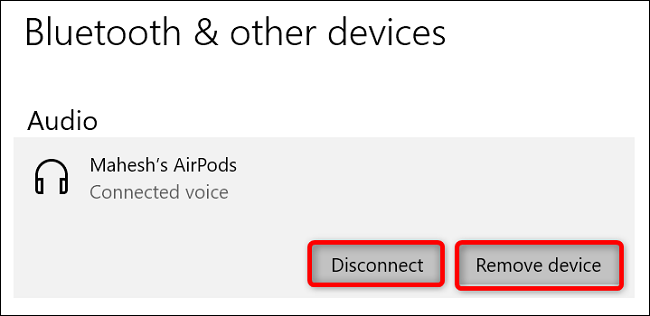 Desconecte ou desemparelhe AirPods em um laptop Windows.