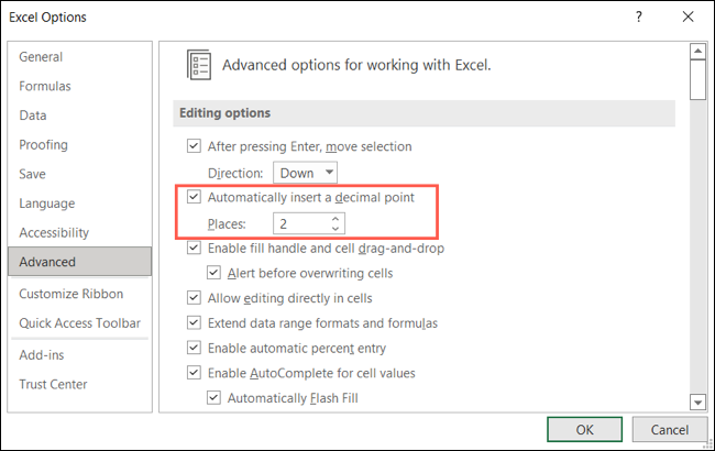 Definir automaticamente casas decimais no Windows