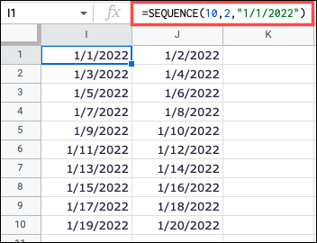 Fórmula de SEQUÊNCIA para datas