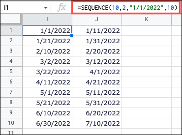 Fórmula de SEQUÊNCIA para datas crescentes