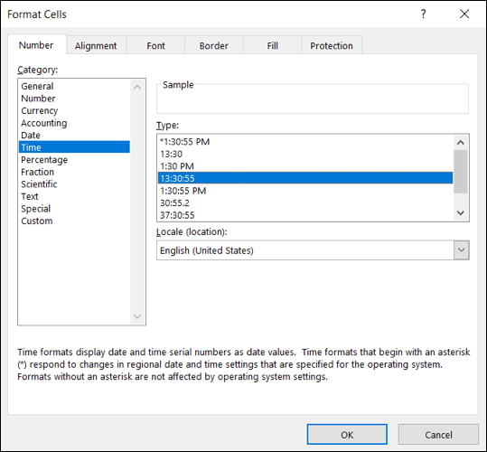 Formatar células como hora no Excel