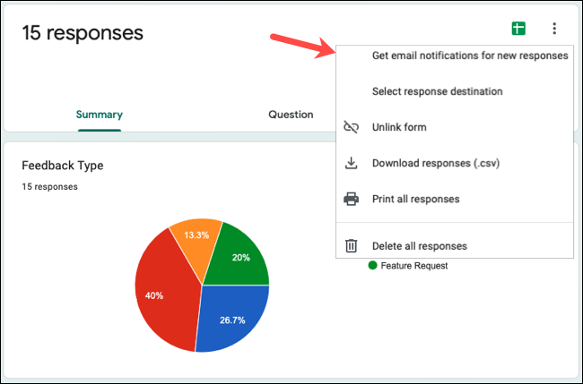 Opções de resposta do Google Forms