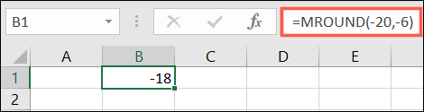 Fórmula para MROUND com um múltiplo negativo