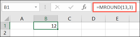 Fórmula para MROUND com um múltiplo positivo