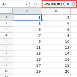 Fórmula SEQUENCE para linhas e colunas