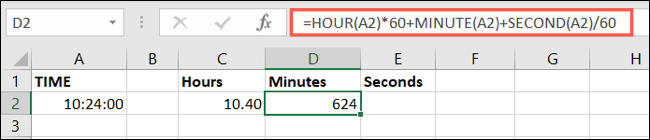 Fórmula da função de tempo para minutos
