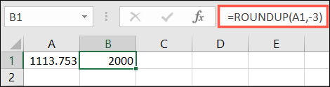 Fórmula para ROUNDUP com referência de célula