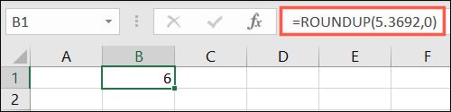 Fórmula para ROUNDUP para um inteiro