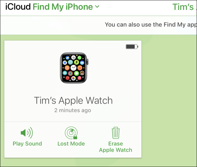 Apague o Apple Watch via Find My