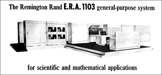 Trecho de um anúncio de computador Remington Rand ERA 1103, 1954