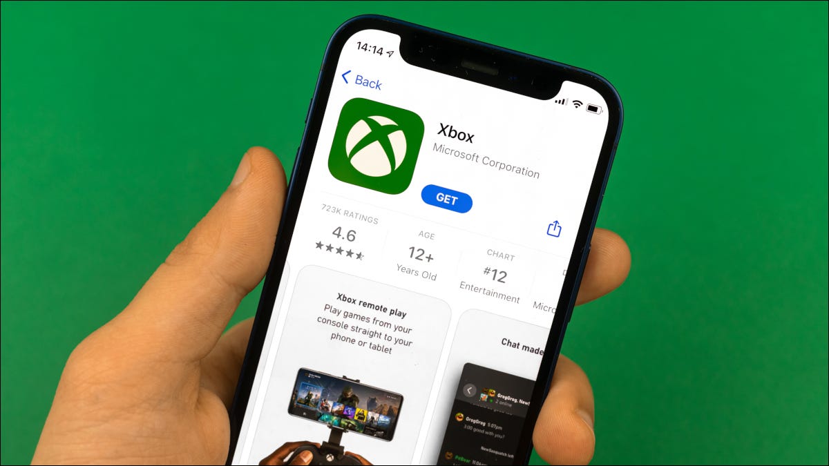 Aplicativo Xbox em uma loja de aplicativos para smartphone.