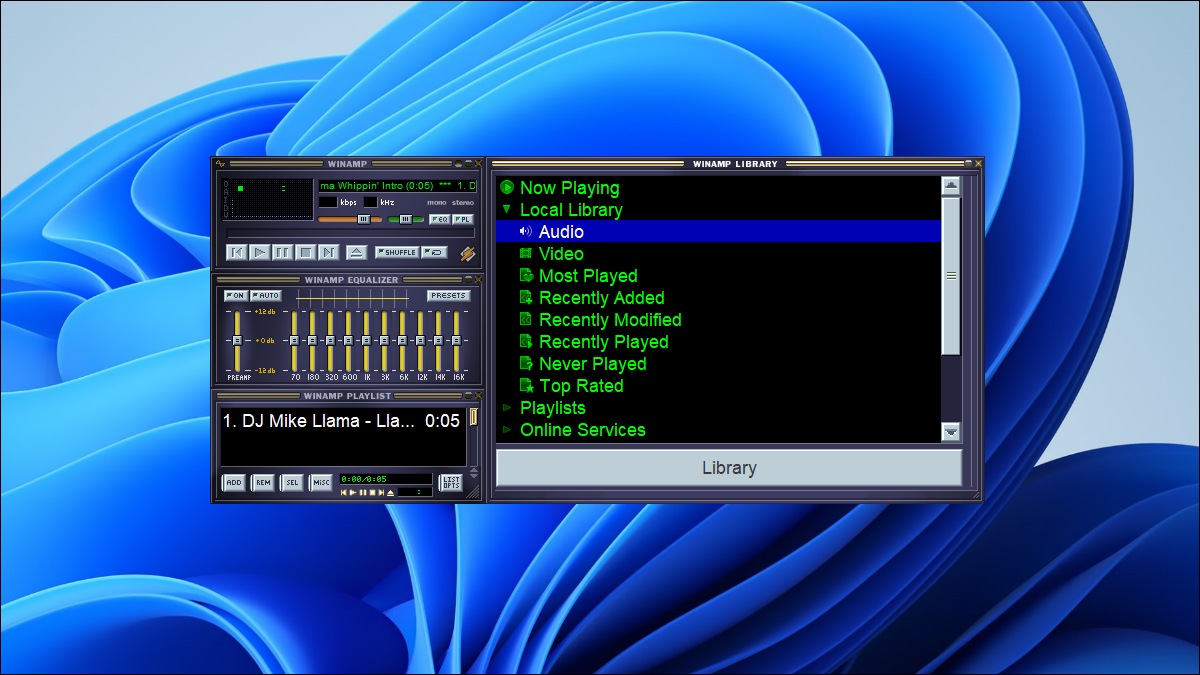 Winamp rodando no Windows 11.