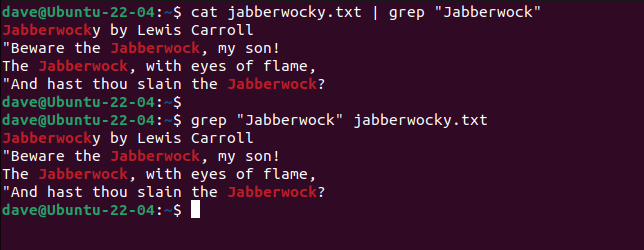 Duas maneiras diferentes de pesquisar o mesmo arquivo de texto com grep