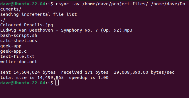 Copiando arquivos para diretórios diferentes no mesmo computador com rsync