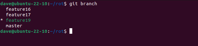 Listando filiais locais usando o comando git branch
