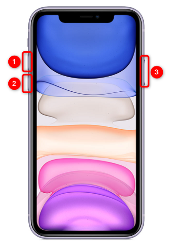 Pressione os botões para forçar a reinicialização do iPhone 11.