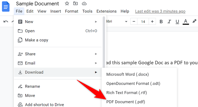 Escolha Arquivo > Baixar > Documento PDF.