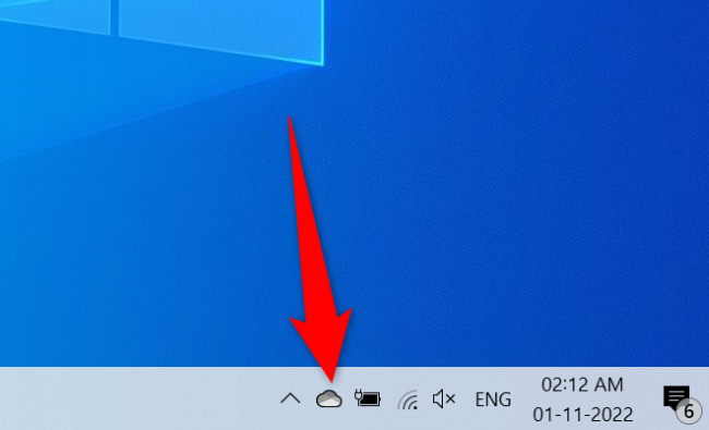Selecione o ícone do OneDrive na bandeja do sistema.