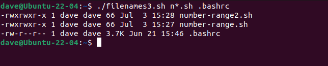 Um loop for usando um padrão de arquivo e parâmetros de linha de comando de um nome de arquivo