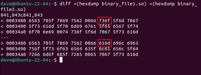 Usando diff e hexdump para obter as diferenças entre dois arquivos