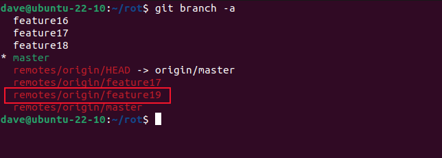 Listando filiais locais e remotas com o comando git branch -a