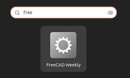 O ícone do FreeCAD nos resultados da pesquisa de atividades do GNOME