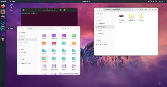 Um desktop Ubuntu com novo tema