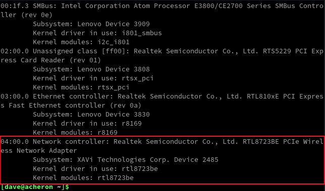 Os drivers e módulos do kernel da placa Wi-Fi