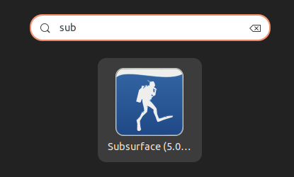 O ícone Subsurface nos resultados da pesquisa de atividades do GNOME