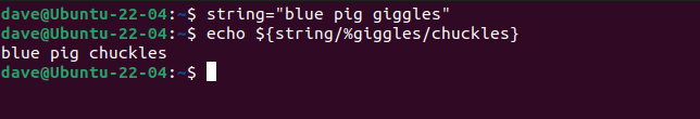 Substituindo uma substring no final de uma string