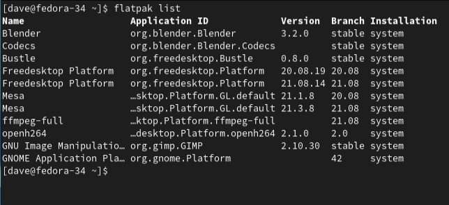 listando aplicativos instalados com flatpak