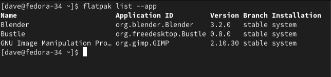 listando aplicativos e excluindo arquivos de suporte usando flatpak
