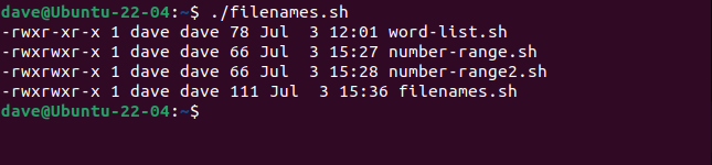 Um loop for usando uma lista de nomes de arquivos